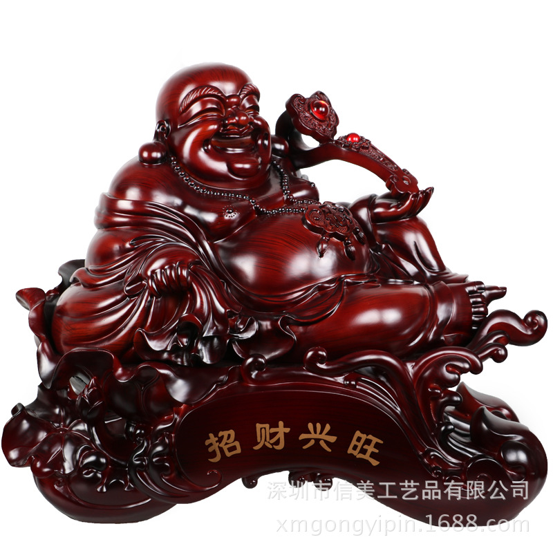 树脂仿木招财佛摆件 匠心工艺，聚财兴旺，开业乔迁送礼佳选